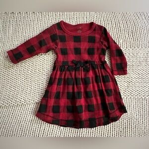 Black and red checked squares cotton dress. Touched by nature size 3-6mo